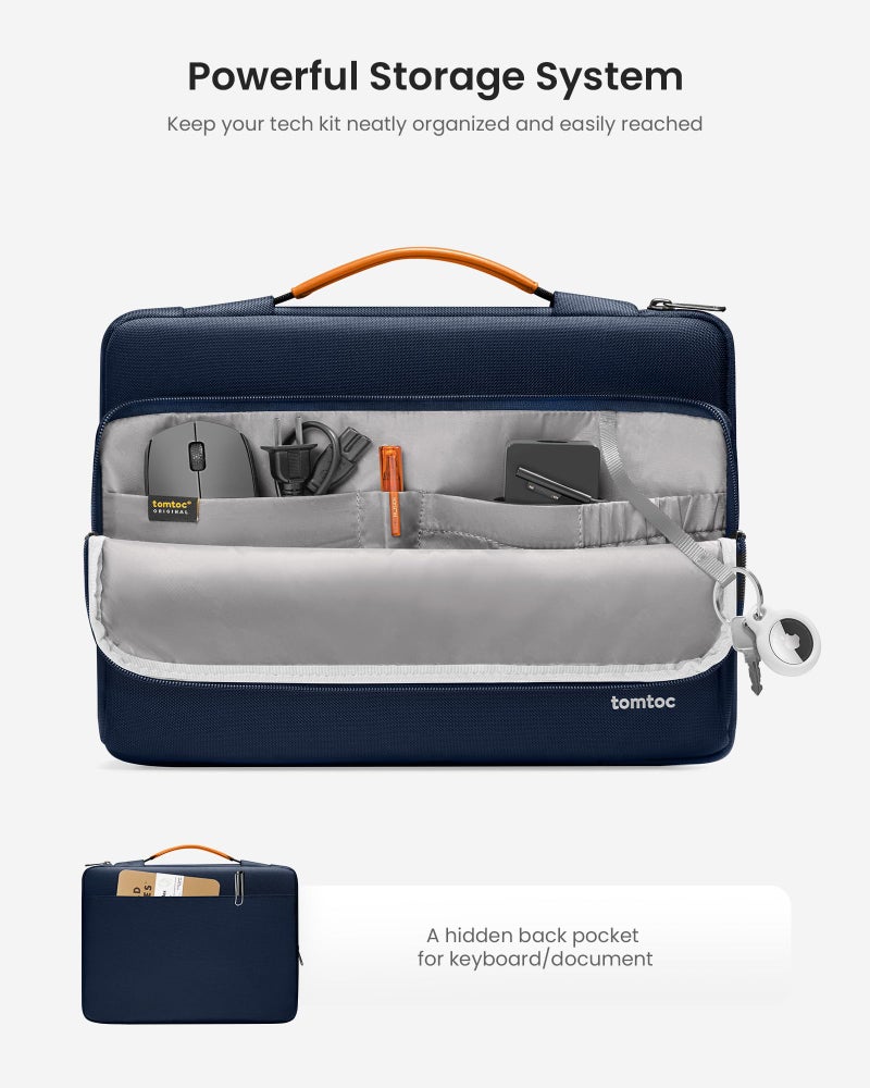 Tomtoc حافظة لابتوب tomtoc 360 الواقية مقاس 13.5-14.4 بوصة لجهاز Microsoft New Surface Laptop Studio/5/4/3/2/1، Surface Book 3/2/1، حقيبة ملحقات مقاومة للماء وصدمات، زرقاء - Image 2